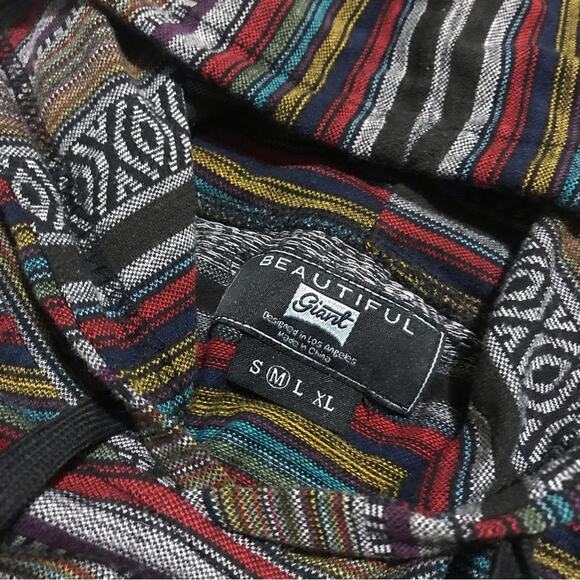 Beautiful Giant Colorful Striped Southwestern Western Pullover Hoodie Medium - Picture 3 of 3